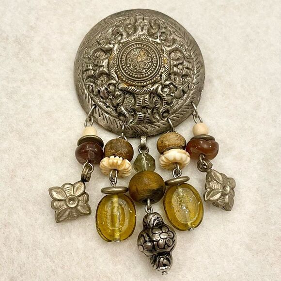 Hand Crafted Jewelry - Tribal Brooch, hand crafted vintage